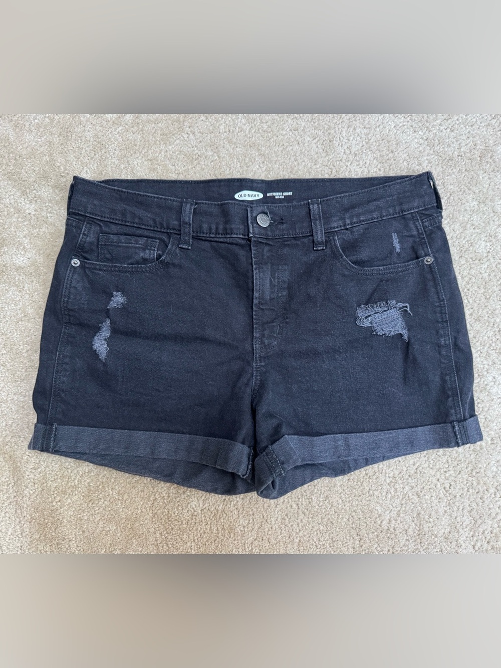 Old Navy Black Sz 10 Distressed Cuffed Denim Shorts - Women's